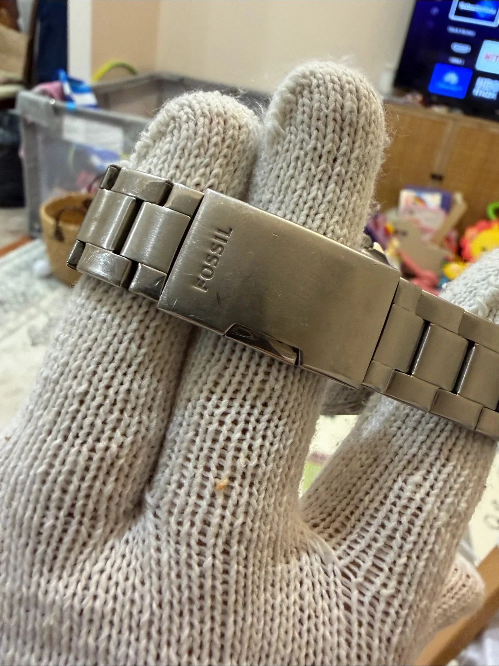 Fossil Riley ES3529 Silver Stainless Steel Light Blue Dial Crystal Unisex Watch